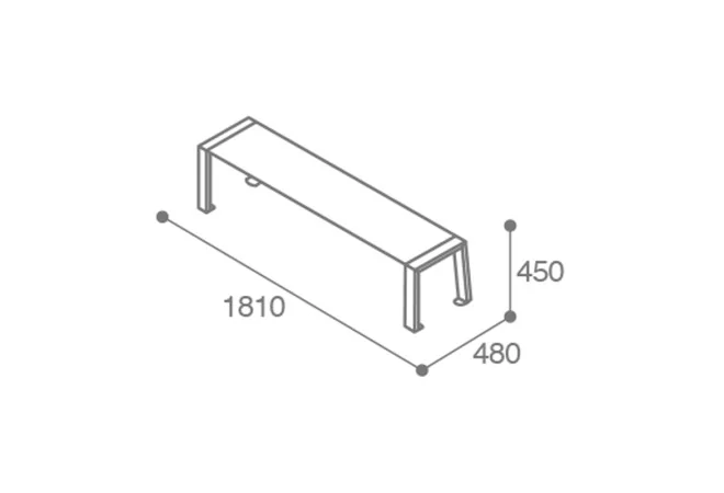 dimensions de la banquette urbaine métal et HPL