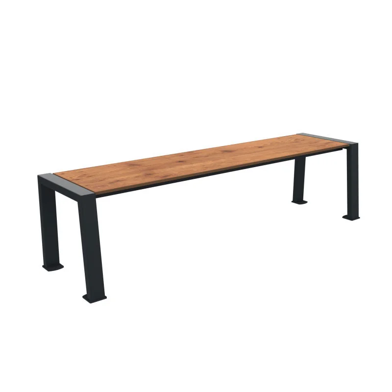 banquette urbaine métal et HPL aspect pin tyrol