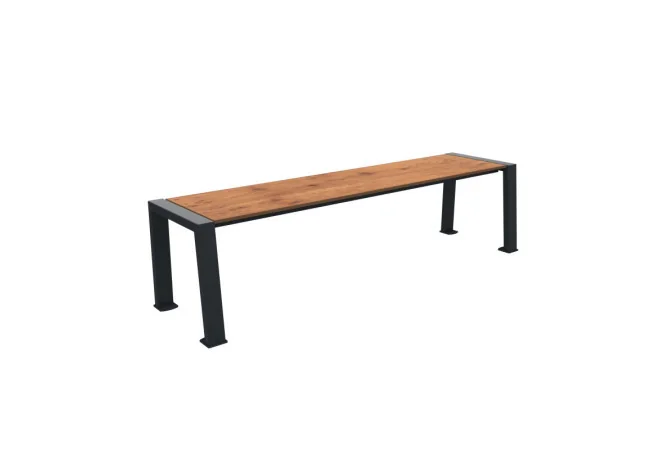 banquette urbaine métal et HPL aspect pin tyrol