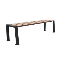 Banquette publique acier et lames HPL coloris chêne clair