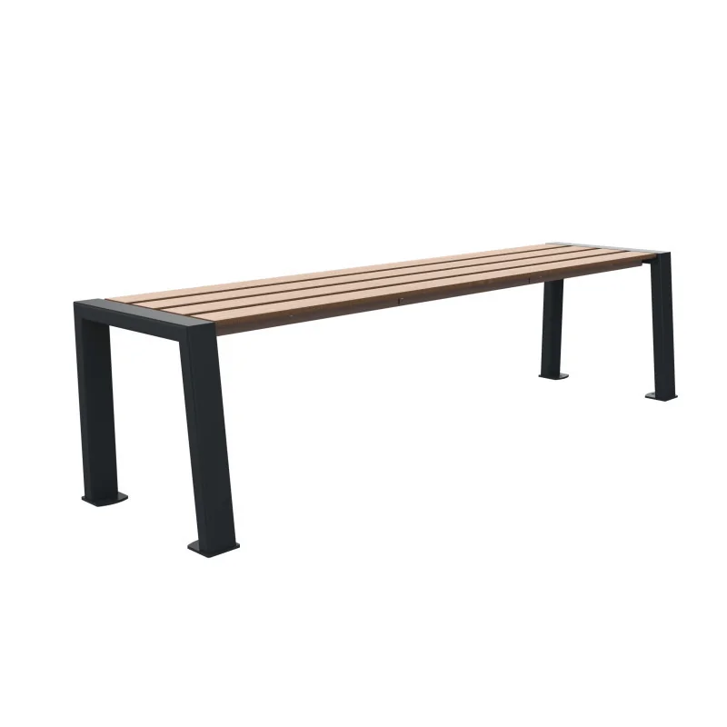 Banquette publique acier et lames HPL coloris chêne clair