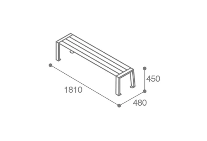 dimensions de la banquette publique acier et lames HPL