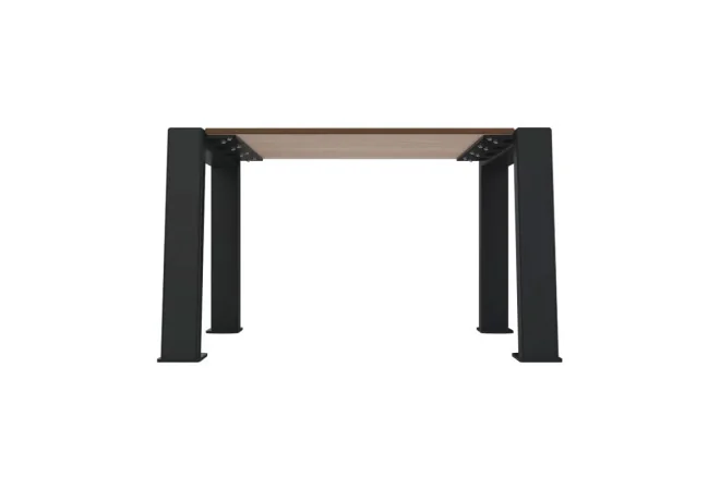 Banquette urbaine métal et HPL une place vue de la fixation de l'assise