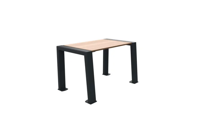Banquette urbaine métal et HPL coloris chêne clair une place
