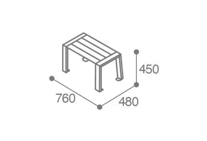 dimensions de la banquette urbaine métal et lames HPL 1 place