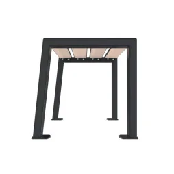 Banquette collectivité une place métal et lames HPL coloris chêne clair vue de profil