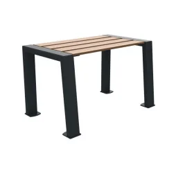 Banquette urbaine une place métal et lames HPL coloris chêne clair