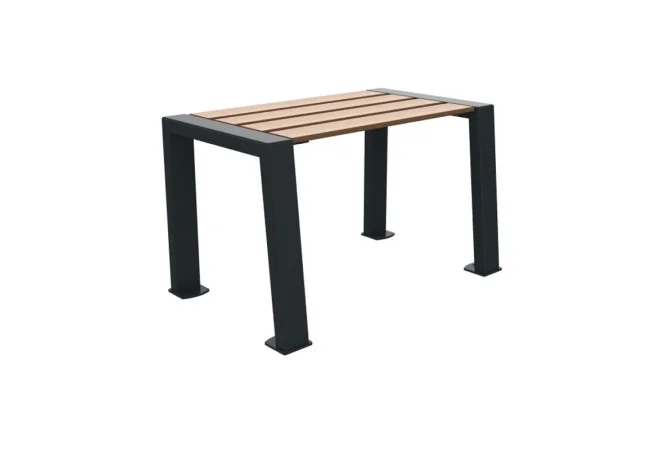 Banquette urbaine une place métal et lames HPL coloris chêne clair