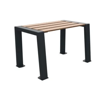 Banquette urbaine une place métal et lames HPL coloris chêne clair