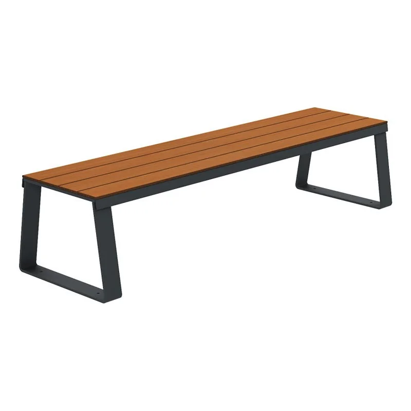 banquette urbaine HPL effet lames coloris teck