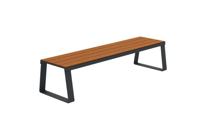 banquette urbaine HPL effet lames coloris teck