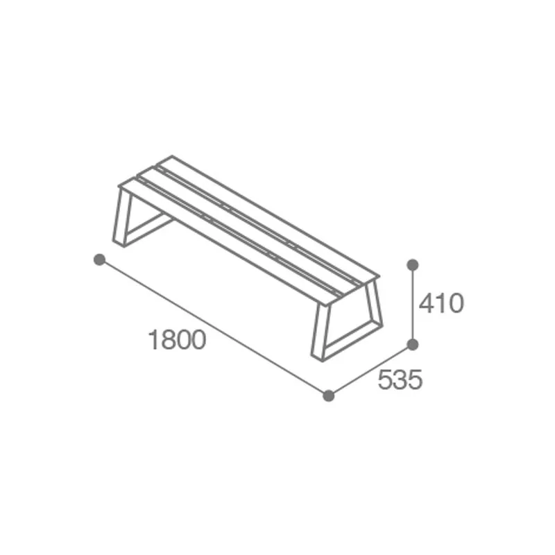 dimensions de la banquette lames HPL et piètement acier