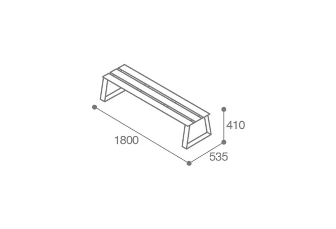dimensions de la banquette lames HPL et piètement acier