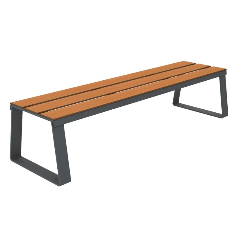 banquette urbaine lames HPL coloris teck