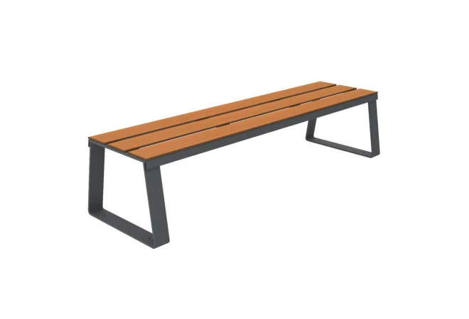 banquette urbaine lames HPL coloris teck