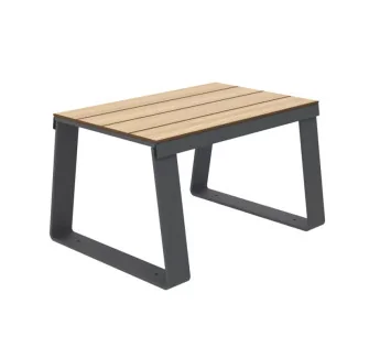 Banquette urbaine 1 place HPL effet lames coloris chêne clair