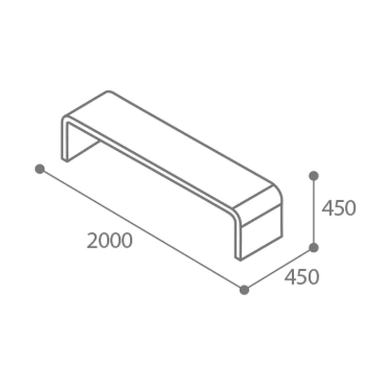 dimensions de la banquette urbaine design HPL et acier