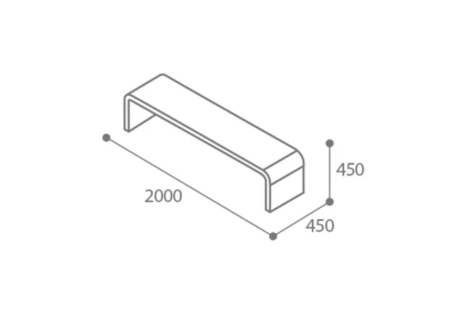 dimensions de la banquette urbaine design HPL et acier