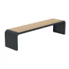 Banquette urbaine design HPL effet lames chêne clair et acier anthracite