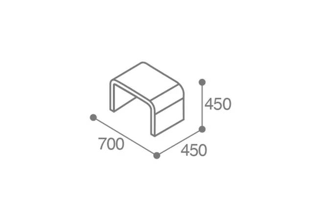 dimensions de la banquette urbaine design HPL et acier
