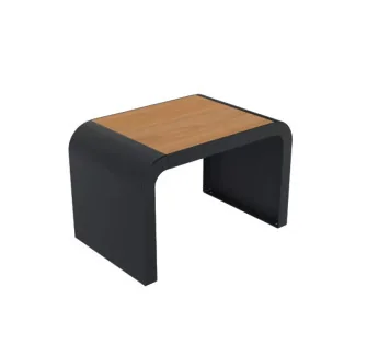 Banquette urbaine 1 place HPL coloris teck et acier anthracite