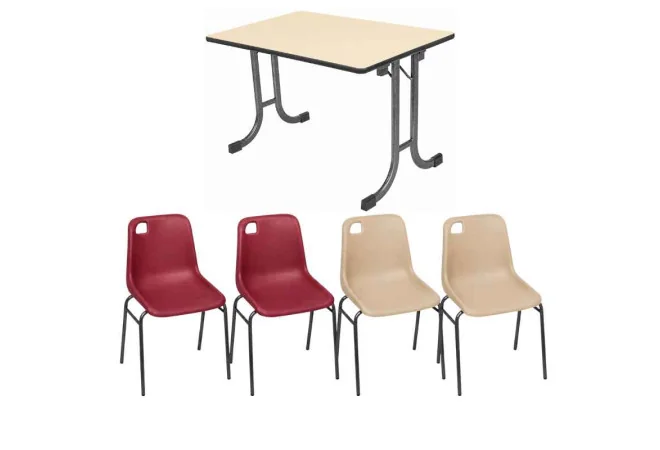 Promotion lot de 40 chaises de jardin empilables Vanoise et 10 tables rectangles pliantes Vendée