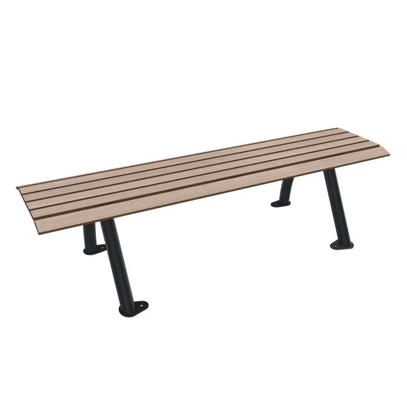 Banquette publique HPL effet lames de bois finition chêne clair