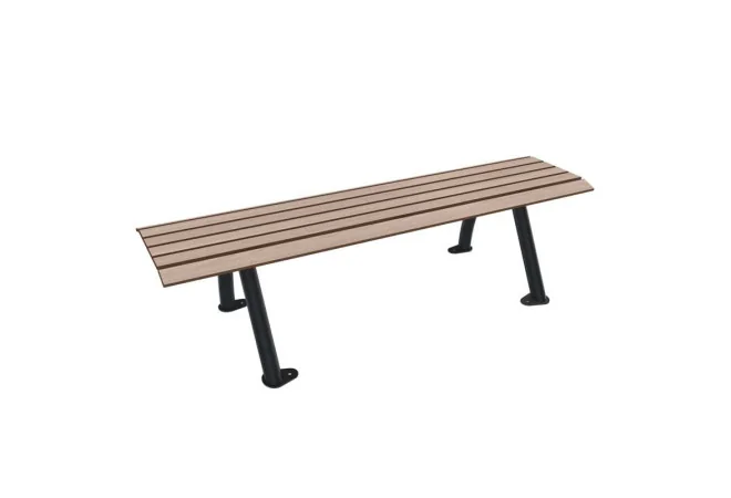 Banquette publique HPL effet lames de bois finition chêne clair