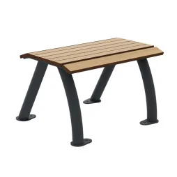 Banquette urbaine 1 place HPL effet lames de bois finition chêne clair