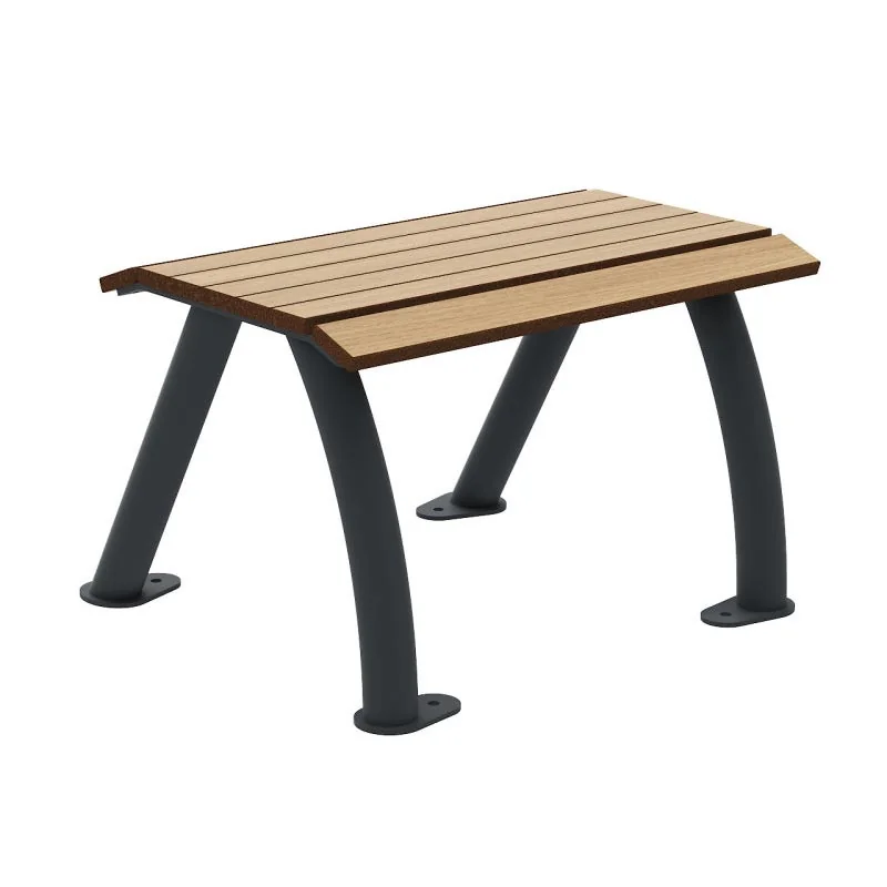 Banquette urbaine 1 place HPL effet lames de bois finition chêne clair