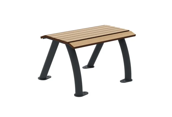 Banquette urbaine 1 place HPL effet lames de bois finition chêne clair