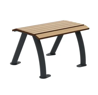 Banquette urbaine 1 place HPL effet lames de bois finition chêne clair