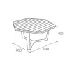 dimensions de la table basse extérieure hexagonale en bois et acier