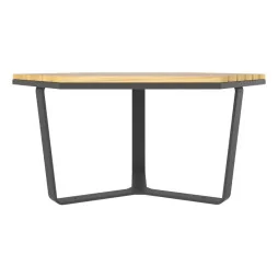 Table basse hexagonale extérieure en bois et acier