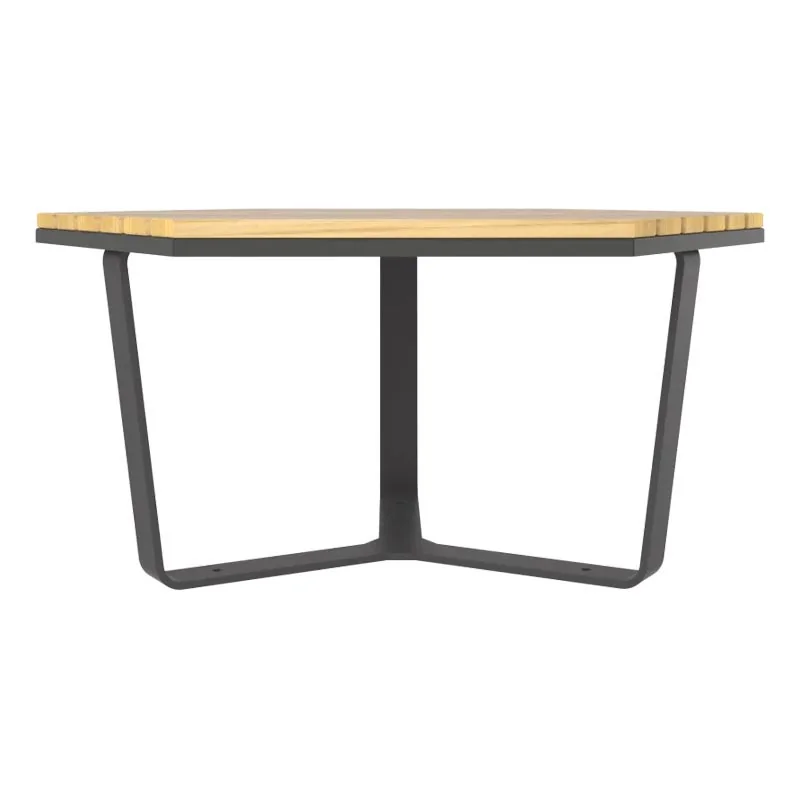 Table basse hexagonale extérieure en bois et acier