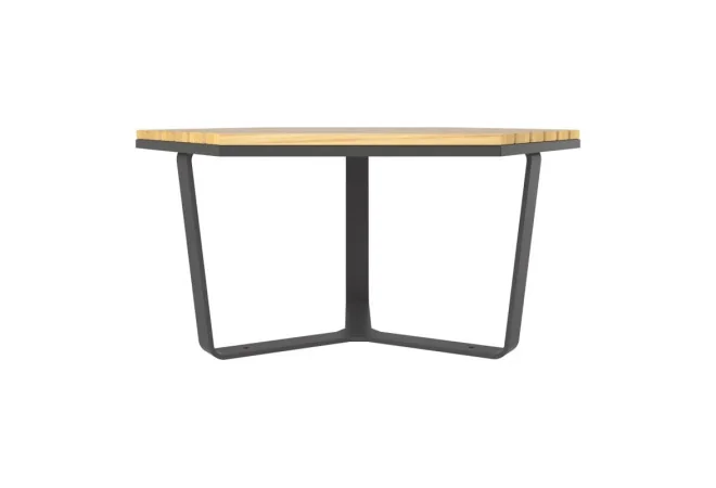 Table basse hexagonale extérieure en bois et acier