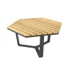 Table basse extérieure hexagonale en bois et acier