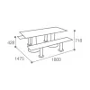 dimensions de la table de pique-nique en bois et acier avec bancs séparés