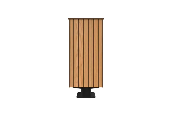 Poubelle publique HPL et acier avec toit 80 L vue arrière