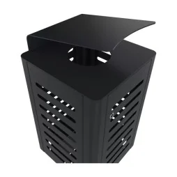 Poubelle métallique extérieur 60 L gris anthracite vue du toit