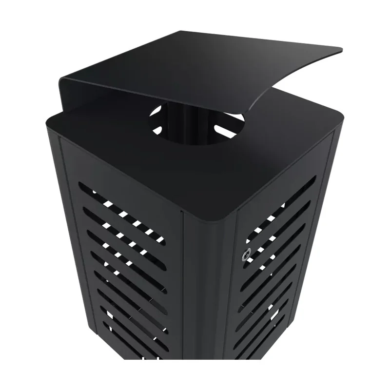 Poubelle métallique extérieur 60 L gris anthracite vue du toit