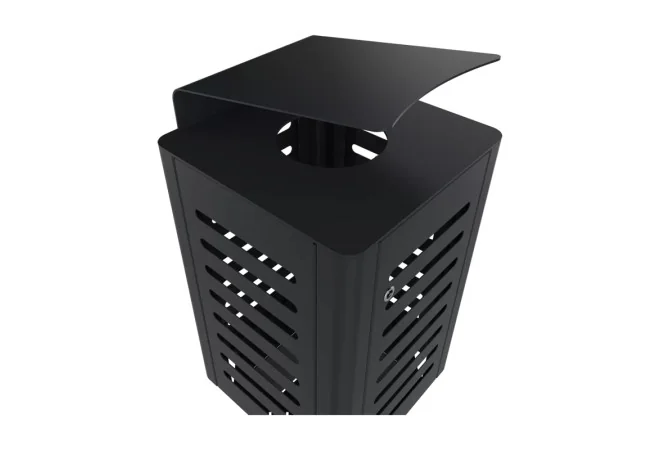 Poubelle métallique extérieur 60 L gris anthracite vue du toit