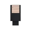 Poubelle collectivité HPL lames horizontales et acier 60 L coloris chêne clair vue de face