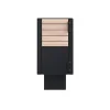 Poubelle de ville HPL lames horizontales et acier 60 L coloris chêne clair vue arrière