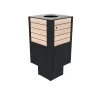 Poubelle de ville HPL lames horizontales et acier 60 L coloris chêne clair