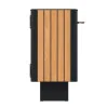 Corbeille urbaine HPL lames verticales et acier 60 L coloris teck vue latérale