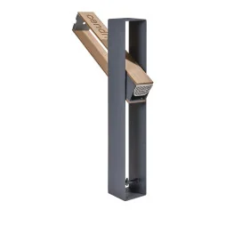 Cendrier urbain 1,5 L en HPL coloris chêne clair et acier anthracite vue du système basculant