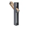 Cendrier urbain 1,5 L en HPL coloris chêne clair et acier anthracite vue du système basculant