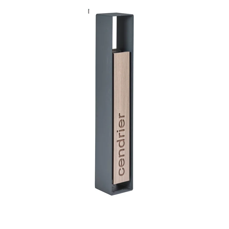 Cendrier urbain 1,5 L en HPL coloris chêne clair et acier anthracite