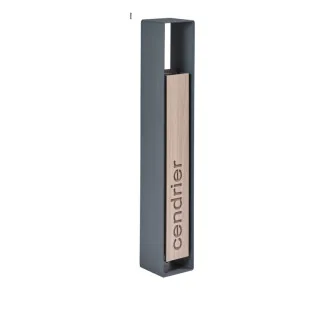 Cendrier urbain 1,5 L en HPL coloris chêne clair et acier anthracite